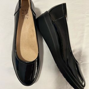 black Patent Leather wedge New shoes size 9